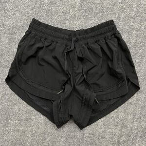 Lululemon Shorts Womens 6 Black Hotty Hot Low Rise Lined Running Gym Athletic